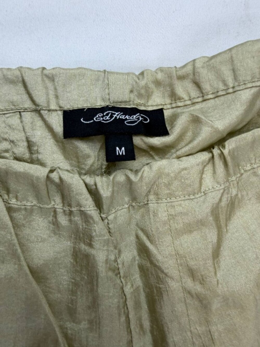 NWT Ed Hardy Women's Eagle Anchor Nylon Pants Gold Size Medium - Picture 6 of 11